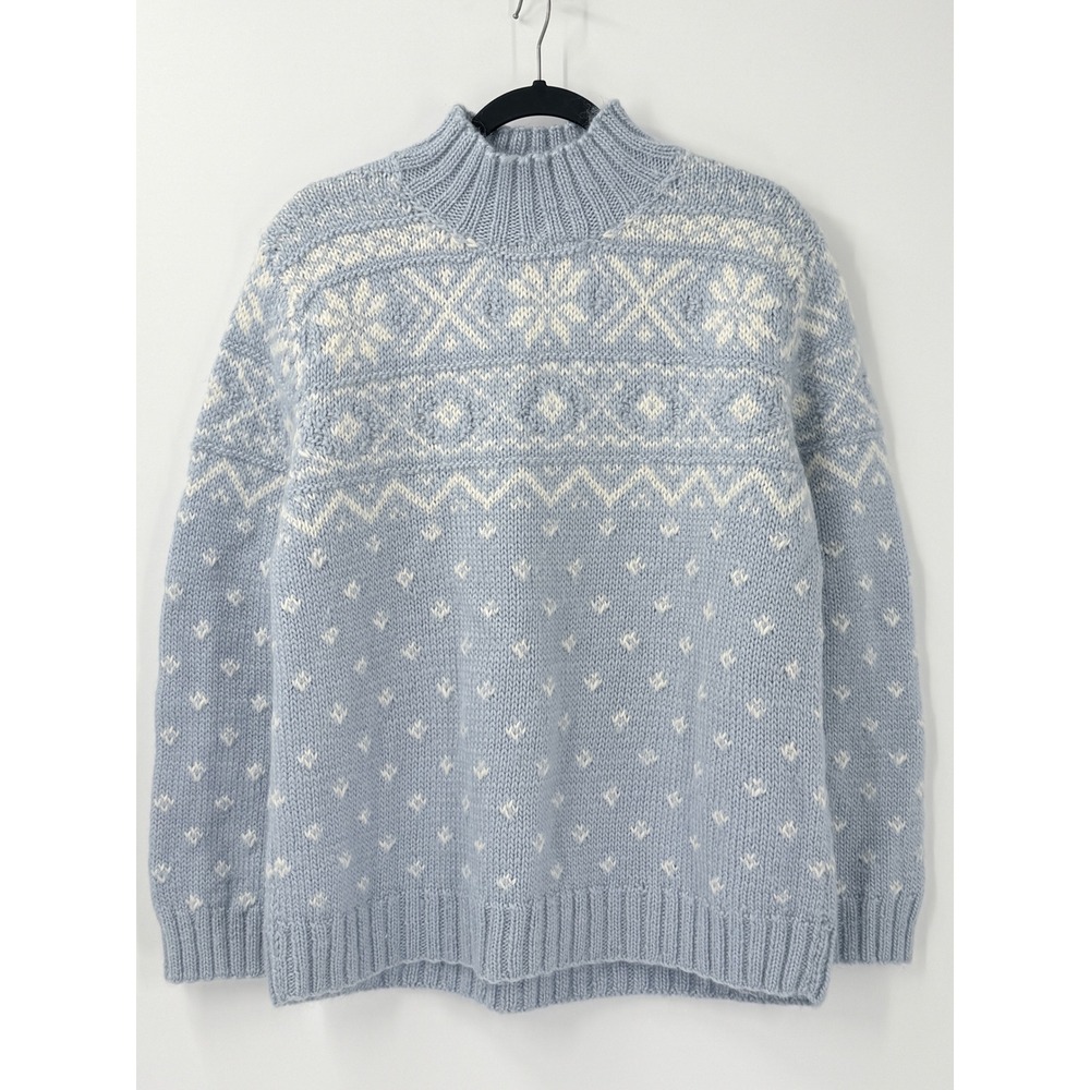 LRL Ralph Lauren Hand knit Sweater Womens sz XL Fair Isle Wool Mohair Mock Neck